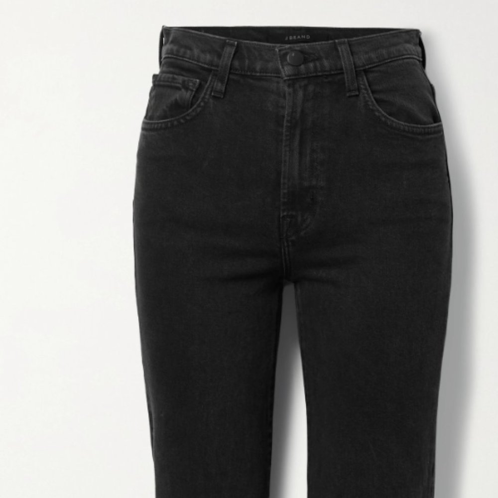 J BRAND Jules distressed high-rise straight-leg jeans